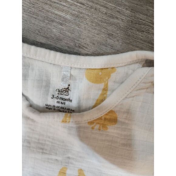 Aden + anais 3 - 6 month onesie unisex Muslin summer short sleeve, giraffes, - Picture 5 of 6